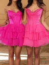 Corset A-line Strapless Chiffon Appliques Tiered Homecoming Dresses #Milly02055688