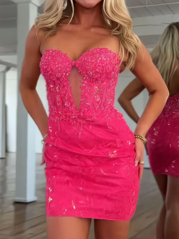 Corset Bodycon Strapless Lace Cut Out Homecoming Dresses #Milly02055690