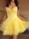 Sweet A-line Strapless Corset Tiered Ruffle Homecoming Dresses #Milly02055691