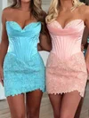 Corset Bodycon Strapless Ruched Lace Homecoming Dresses #Milly02055693