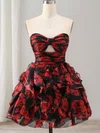 Cut Out Skater Strapless Ruffle Floral Print Homecoming Dresses #Milly02055705