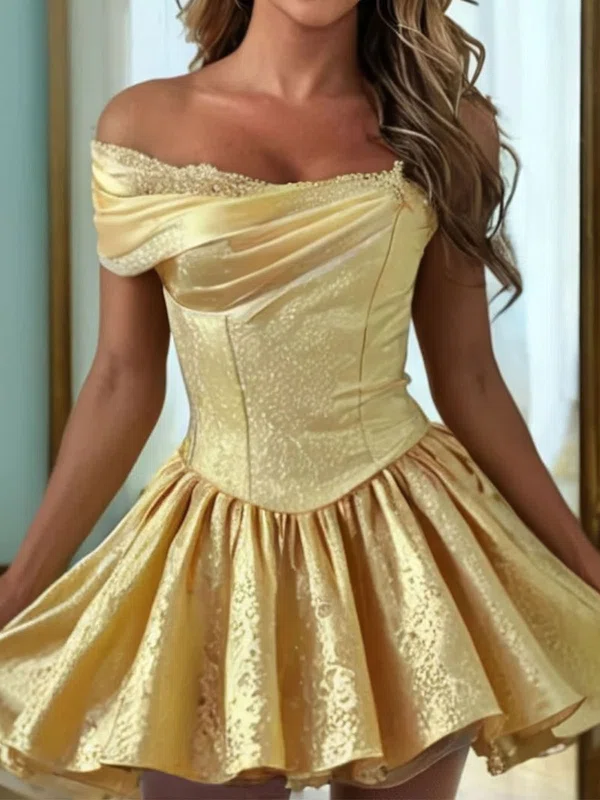 Unique Asymmetrical Neck Satin Homecoming Dresses #Milly02055709
