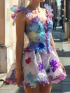 Sweet Skater V-neck Organza Floral Homecoming Dresses #Milly02055714