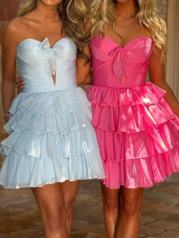Sweet A-line Strapless Tiered Ruffle Homecoming Dresses #Milly02055723