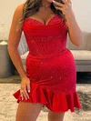 Sparkly Strapless Satin Corset Beaded Ruffle Homecoming Dresses #Milly02055743