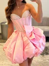 Puffy Strapless Satin Beaded Homecoming Dresses with Bow #Milly02055744