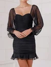 Strapless Bodycon Long Sleeve Ruffle Homecoming Dresses #Milly02055774