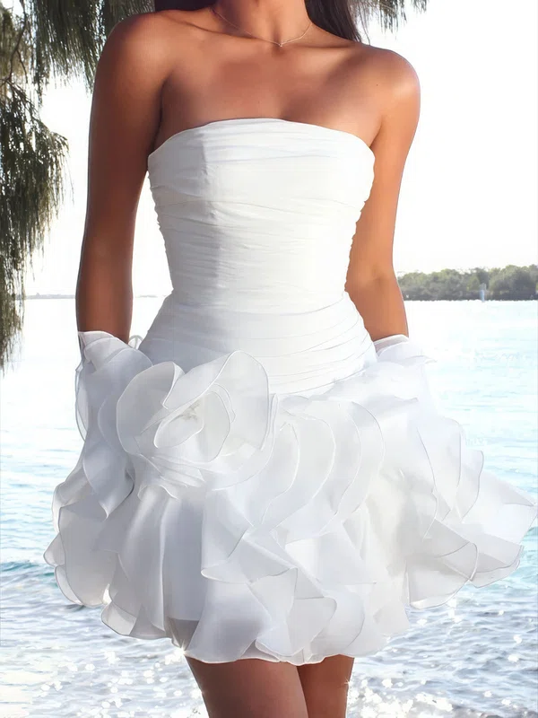Ball Gown Strapless Tiered Ruffle Homecoming Dresses #Milly02055789
