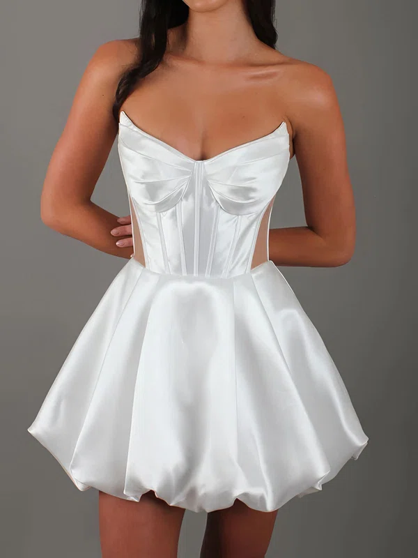 Puffy Satin Ruched Corset Homecoming Dresses #Milly02055790