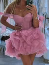 Off-the-shoulder Corset Organza Tiered Ruffle Homecoming Dresses #Milly02055797