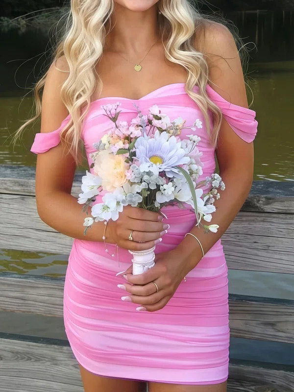 Cute Off-the-shoulder Ruched Bodycon Homecoming Dresses #Milly02055799