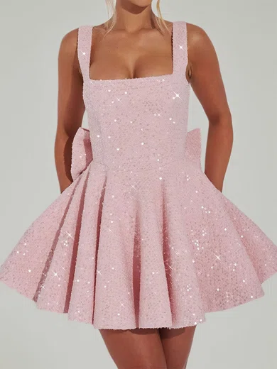 Sparkly Square Neck Sequin Homecoming Dresses PT02028907