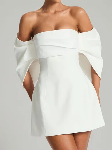 Unique A-line Off-the-shoulder Satin Homecoming Dresses PT02028909