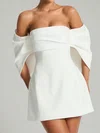 Unique A-line Off-the-shoulder Satin Homecoming Dresses PT02028909