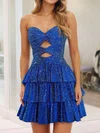Sparkly A-line Strapless Satin Ruffle Beaded Homecoming Dresses #Milly02055802