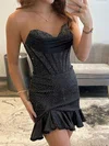 Strapless Corset Satin Beaded Ruffle Homecoming Dresses #Milly02055815