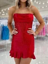 Sparkly Strapless Satin Bodycon Beaded Ruffle Homecoming Dresses #Milly02055820