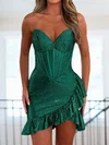 Strapless Satin Beaded Ruffle Homecoming Dresses #Milly02055826
