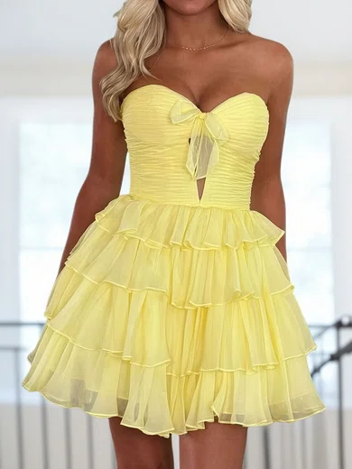 Cute A-line Strapless Tiered Ruffle Homecoming Dresses #Milly02055834