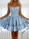 Puffy Ball Gown Strapless Satin Homecoming Dresses with Pearls #Milly02055838