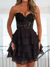 A-line Strapless Tiered Ruffle Homecoming Dresses with Appliques #Milly02055843