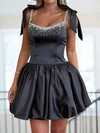 Puffy Square Neck Satin Beaded Homecoming Dresses #Milly02055844