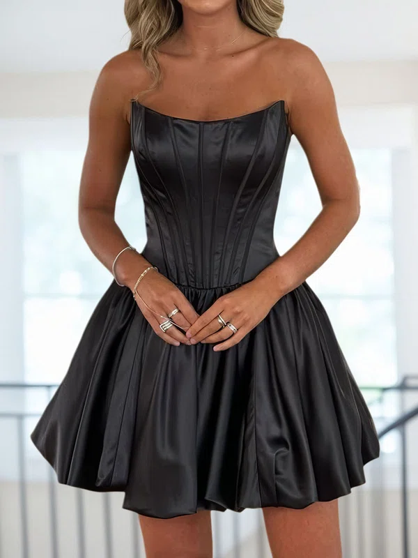 Puffy Corset Strapless Satin Homecoming Dresses #Milly02055845