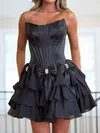 A-line Strapless Tiered Ruffle Homecoming Dresses with Bow #Milly02055850