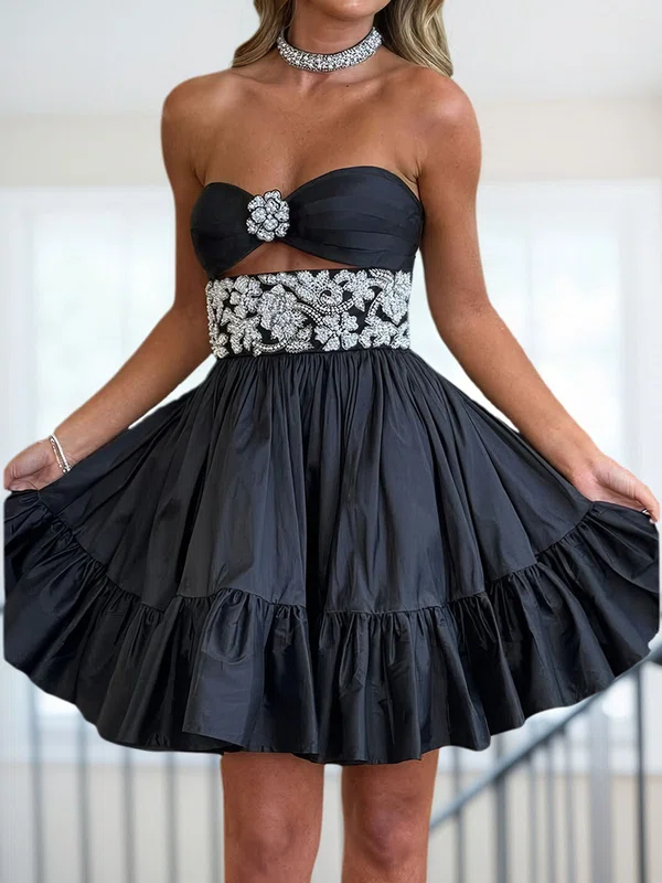 Cut Out Strapless Satin Beaded Homecoming Dresses #Milly02055852
