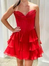 A-line Strapless Tiered Ruffle Homecoming Dresses with Appliques #Milly02055860