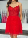 Sparkly Corset A-line V-neck Tulle Beaded Homecoming Dresses #Milly02055866