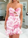 Cut Out Strapless Floral Print Ruffle Homecoming Dresses #Milly02055875