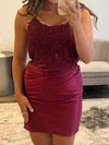 Backless Scoop Neck Satin Appliques Bodycon Homecoming Dresses #Milly02055891