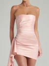 Strapless Tight Satin Ruched Homecoming Dresses PT02055908