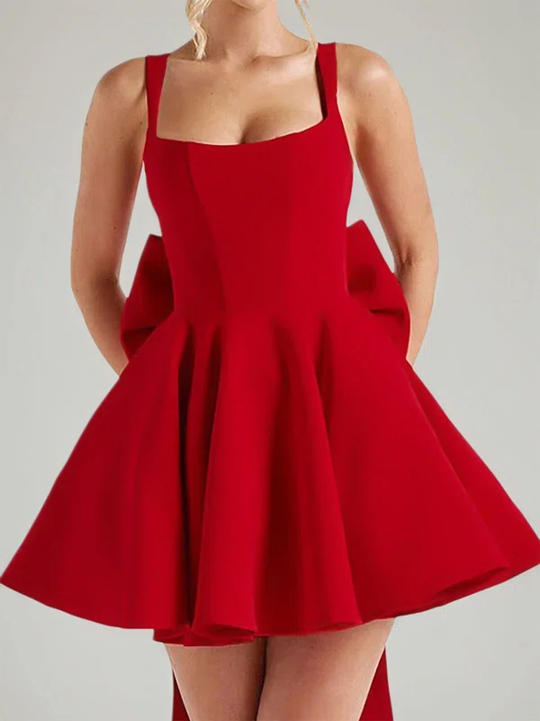 Ball Gown Corset Square Neckline Satin Homecoming Dresses With Bow PT02055924