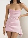 Cute Tight Strapless Satin Ruched Homecoming Dresses PT02055995
