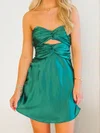 Tight Strapless Satin Ruched Cut Out Homecoming Dresses #Milly02056047