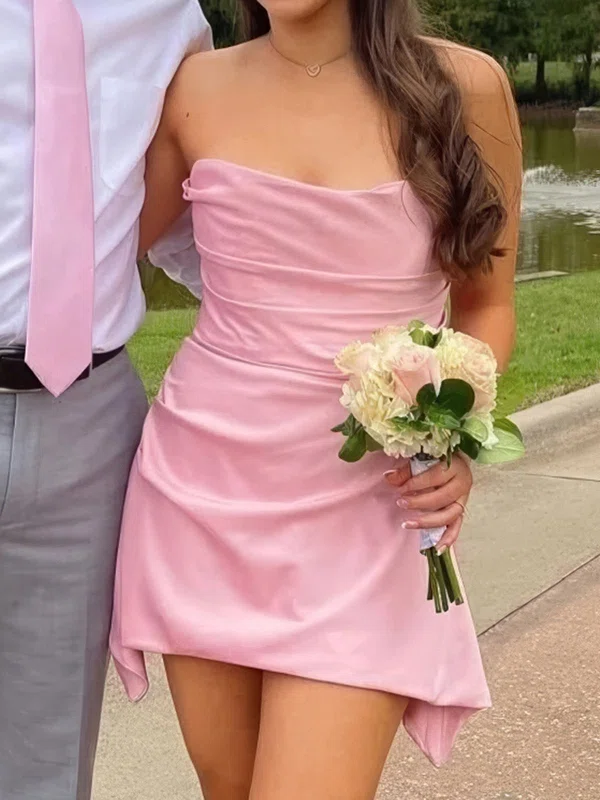 Tight Strapless Satin Ruched Homecoming Dresses #Milly02056063