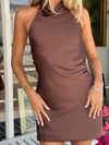 Backless Halter Satin Bodycon Homecoming Dresses #Milly02056182