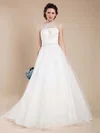 Fashionable Open Back Tulle with Cap Straps Scoop Neck Ball Gown Wedding Dresses #00021368