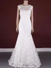 Trumpet/Mermaid Illusion Lace Sweep Train Wedding Dresses #00021371