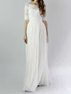 A-line Illusion Lace Chiffon Floor-length Wedding Dresses #00021392