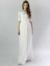 A-line Illusion Lace Chiffon Floor-length Wedding Dresses #00021392