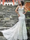 Sweetheart Straps Ivory Lace And Open Back Glamorous Trumpet/Mermaid Wedding Dresses #00021406