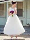 Pretty Ankle-length White Lace With Sashes/Ribbons Ball Gown Wedding Dress #00021241