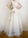 Ball Gown/Princess Illusion Lace Organza Floor-length Wedding Dresses With Ruffles #00021254