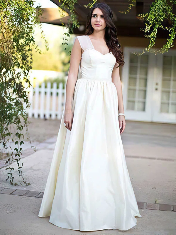 Princess Taffeta Sweetheart Straps Bow Ivory Classic Wedding Dresses #00021279