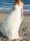 A-line Off-the-shoulder Chiffon Floor-length Wedding Dresses With Ruffles #00021352