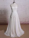 A-line Sweetheart Tulle Sweep Train Wedding Dresses With Lace #00021354