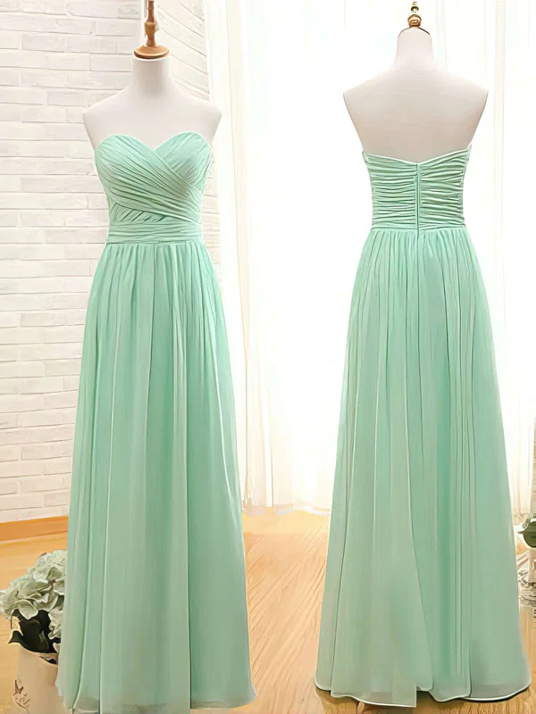 Unique A-line Sage Chiffon with Ruffles Sweetheart Bridesmaid Dresses #01012407